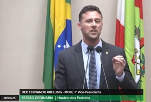 Deputados Fernando Krelling e Júlia Zanatta em debate político