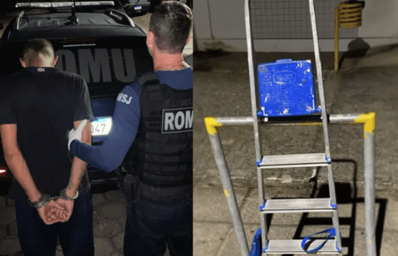 Homem detido em flagrante dentro do restaurante com faca e dinheiro