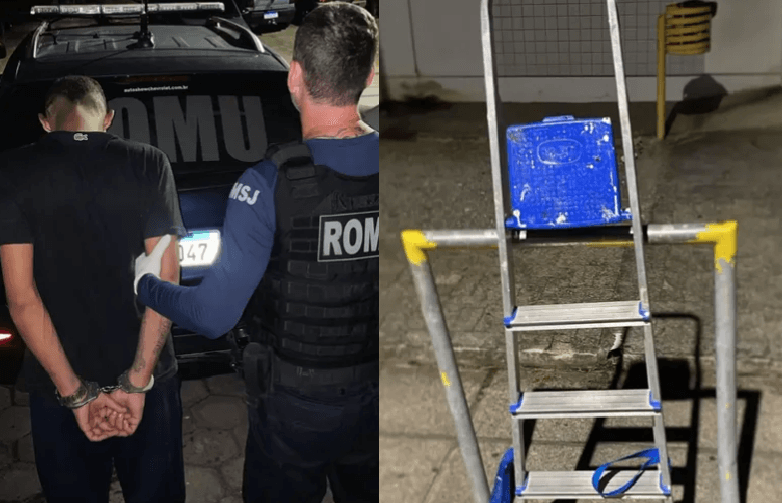 Homem detido em flagrante dentro do restaurante com faca e dinheiro