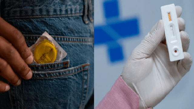 Preservativos, gel lubrificante e autoteste de HIV sendo distribuídos durante o Carnaval em Florianópolis