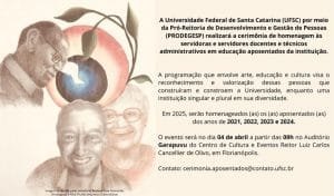 Cerimônia de Homenagem a Servidores Aposentados da UFSC em Abril