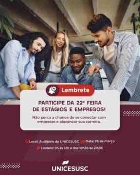 Imagem da Feira de Estágios e Empregos promovida pela UNICESUSC em Florianópolis