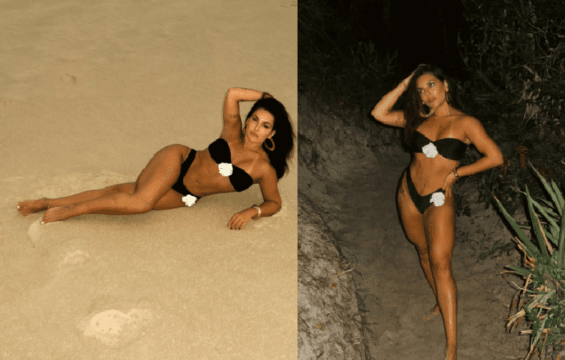 Kéfera Buchmann de biquíni preto em Florianópolis