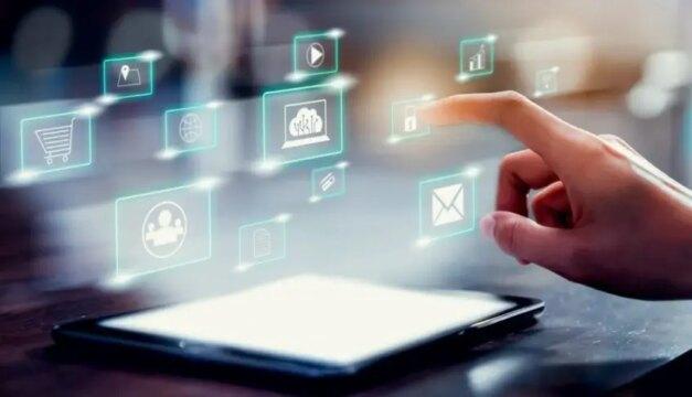 Ilustração de transição do físico para o digital
