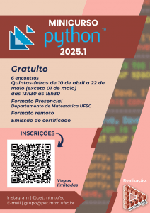 Imagem representativa do minicurso Python 2025.1 oferecido pelo PET Matemática da UFSC