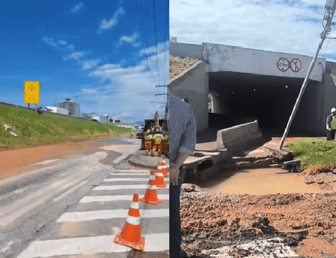 Adutora rompida em São José
