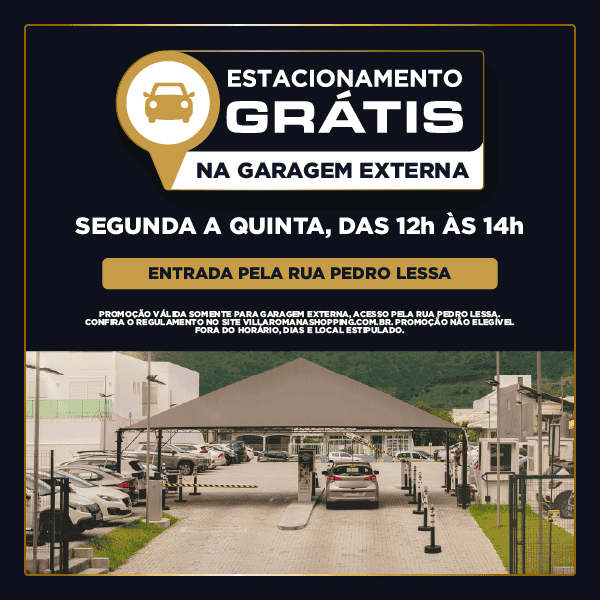 Garagem externa do Villa Romana Shopping