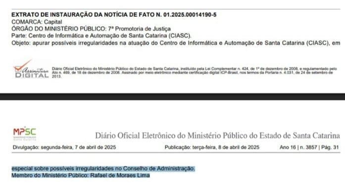 Imagem representativa da investigação envolvendo o Ciasc
