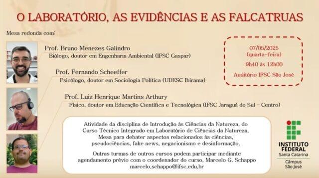 Imagem da mesa-redonda 'O laboratório, as evidências e as falcatruas'