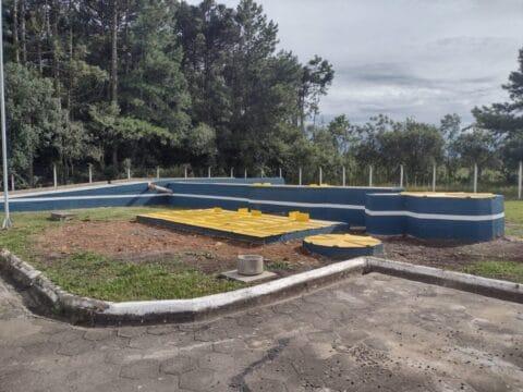 Sistema de tratamento de esgoto na Estação de Tratamento de Esgoto em Canoinhas