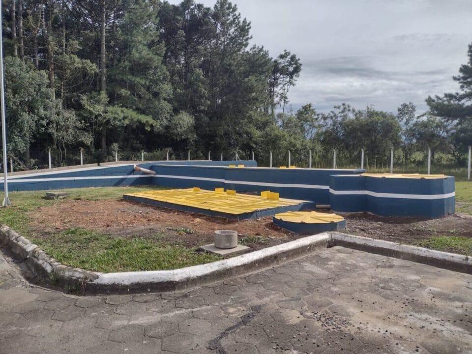 Sistema de tratamento de esgoto na Estação de Tratamento de Esgoto em Canoinhas