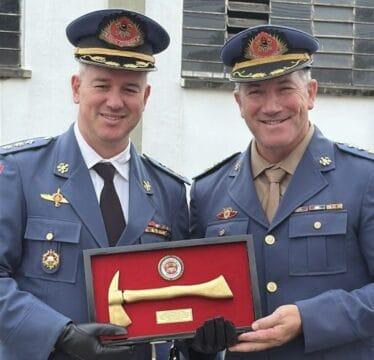 Oficiais do 9º Batalhão do CBMSC durante a cerimônia de transmissão de comando