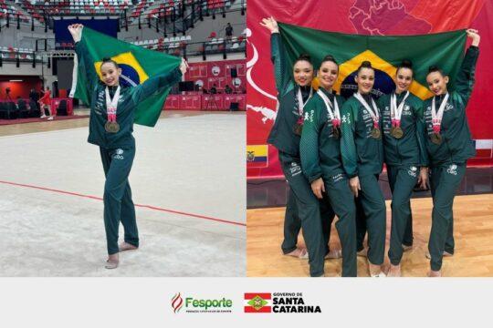 Ana Franceschi em competição de ginástica rítmica