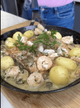 Salmão à Belle Meunière e Mousse de Chocolate