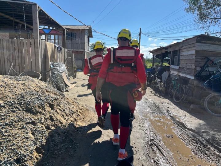 CBMSC atuando em simulado de desastres em SC