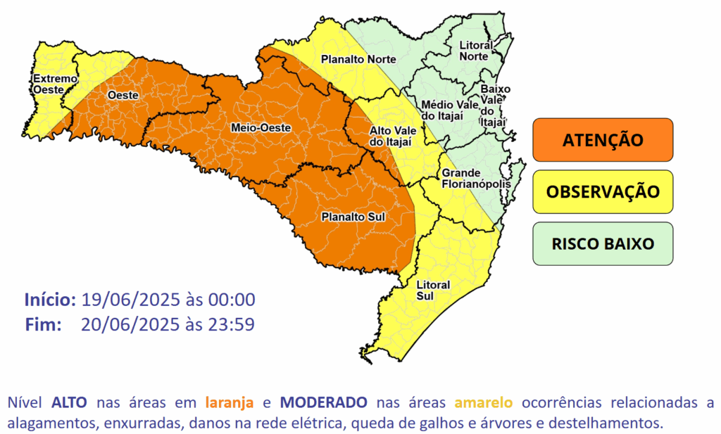 Alerta de Chuva Intensa e Temporais Isolados em Santa Catarina