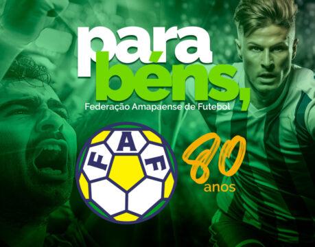 Logotipo da Federação Amapaense de Futebol comemorando 80 anos