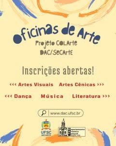 Imagem representativa dos cursos e oficinas de arte oferecidos pelo DAC/UFSC