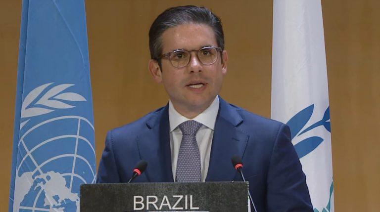 Presidente da Câmara Hugo Motta em discurso sobre diálogo e cooperação em Genebra