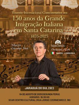 Orquestra IFSC Jaraguá do Sul concerto 150 anos imigração italiana Santa Catarina