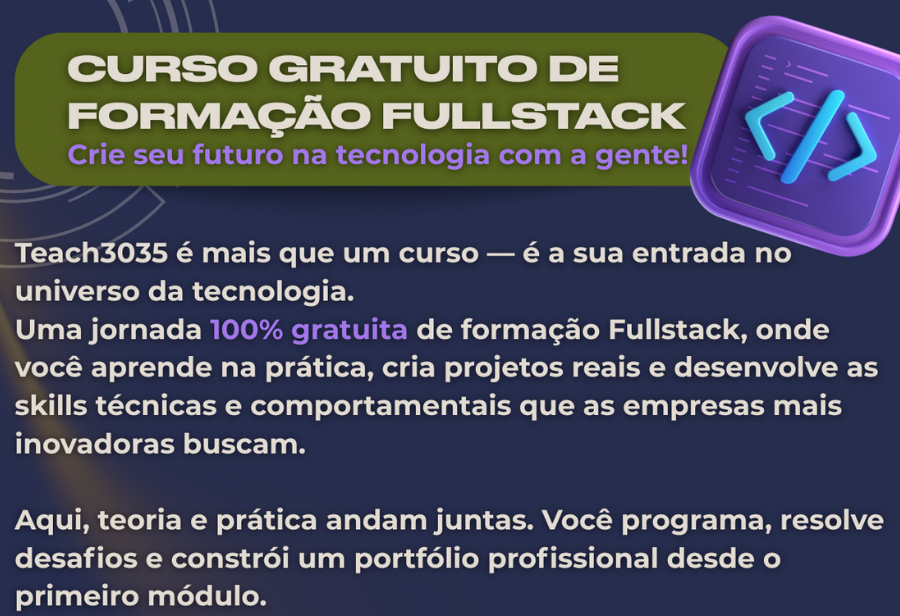 Teach3035 - Formação em desenvolvimento Full Stack