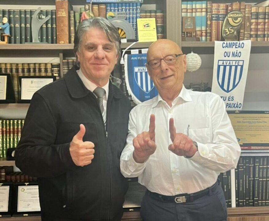 Vereador Álvaro Mondadori e Senador Amin reunidos para discutir emenda de R$ 650 mil para reconstrução da unidade de saúde da Várzea