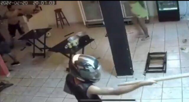 Câmera de segurança registrando agressão no Clássico de Belém