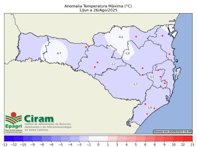 Mapa de Anomalias de Temperatura em SC