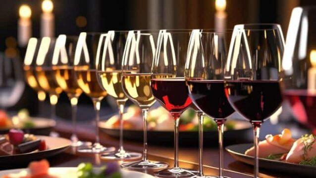 Garçom servindo vinho em encontro gastronômico