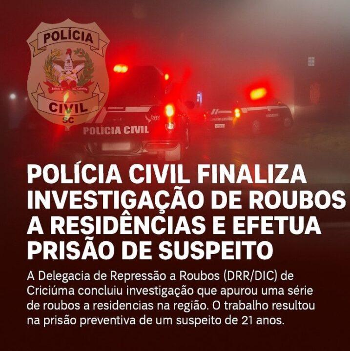 Suspeito sendo detido pela Polícia Civil