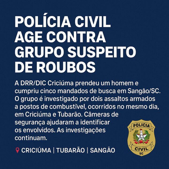Polícia Civil de Santa Catarina investiga roubos em postos de combustíveis