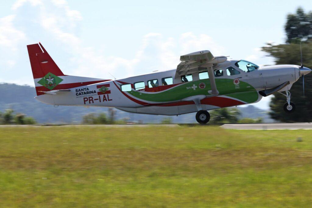 Aeronave Arcanjo 04 do Serviço Aeromédico do SAMU em Joaçaba