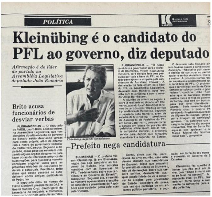 Vilson Kleinubing Prefeito de Blumenau
