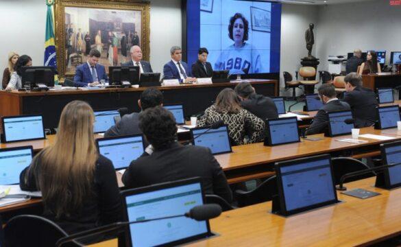 Deputada Carla Zambelli dando depoimento na CCJ