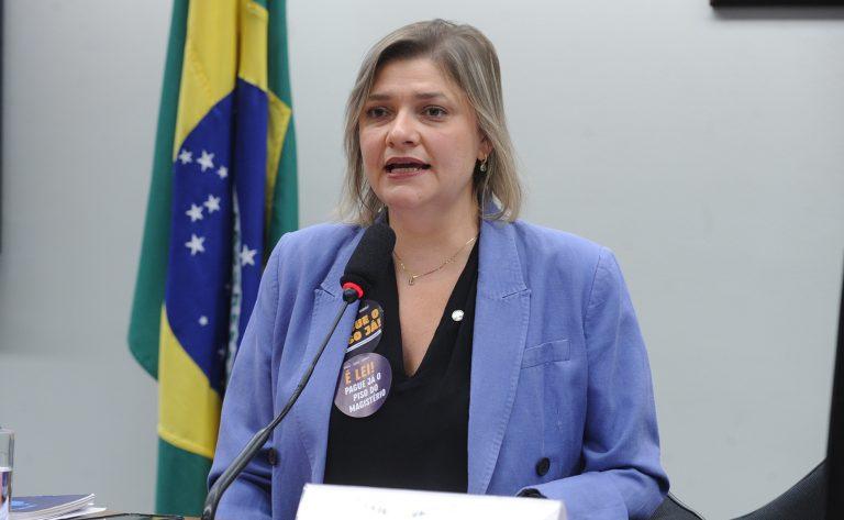 Imagem da deputada Luciene Cavalcante em debate sobre piso salarial dos professores