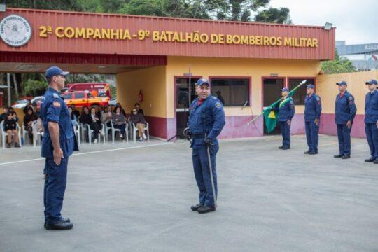 Viatura de resgate e bombeiros em São Bento do Sul