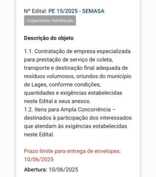 Imagem relacionada à inadimplência da CTA em Lages