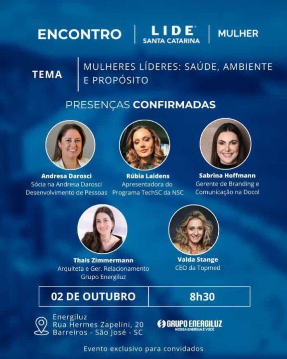 Imagem do evento do LIDE Mulher SC destacando a liderança feminina e a importância da saúde no Outubro Rosa