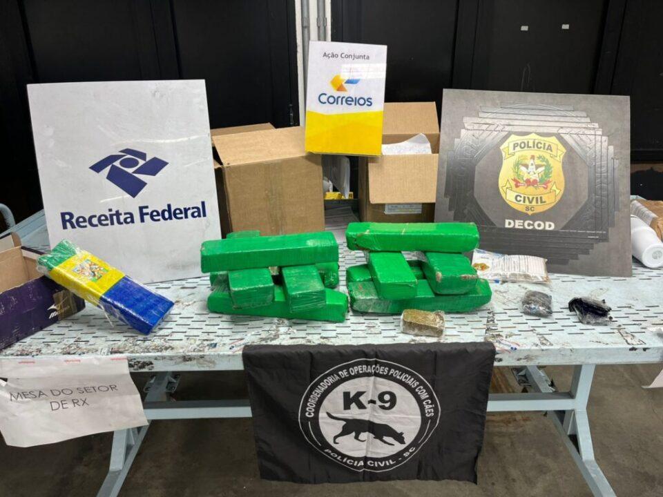 Apreensão de drogas na Operação Envio Seguro em Santa Catarina