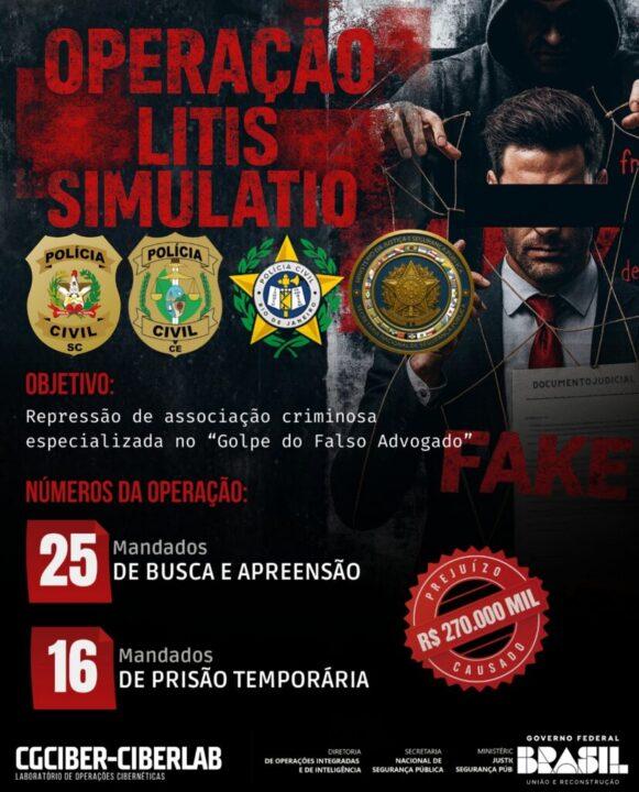Imagem representativa da operação policial contra o golpe do falso advogado