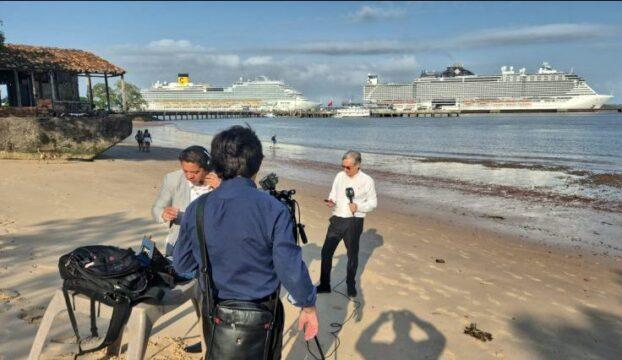Equipe do Jornalismo da Câmara cobrindo Conferência de Clima em Belém