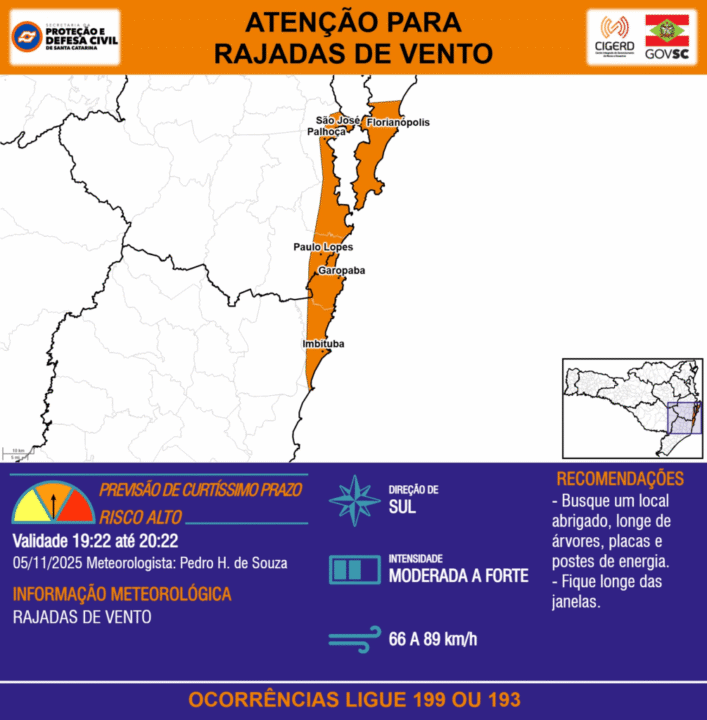 Ilustração de rajadas de vento