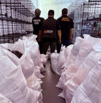 Roupas falsificadas apreendidas pela Polícia Civil de Santa Catarina