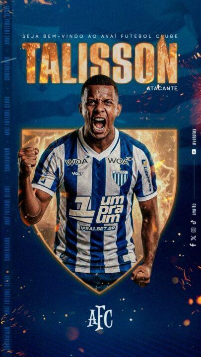 Atacante Talisson - contratação para a temporada 2026 do Avaí Futebol Clube