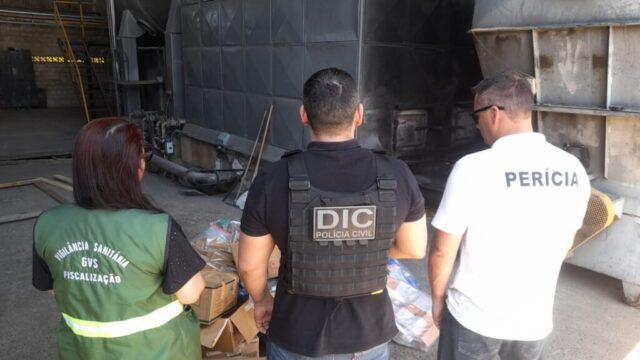 Drogas sendo incineradas em operação policial