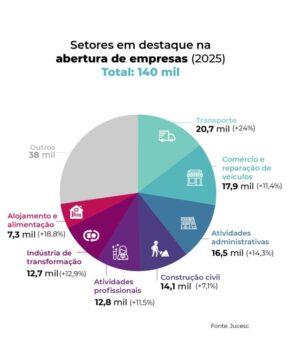 Abertura de empresas em Santa Catarina em 2025