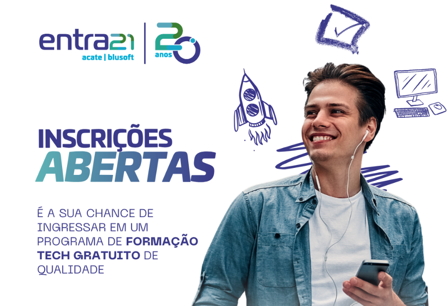 Pessoas estudando tecnologia no programa Entra21