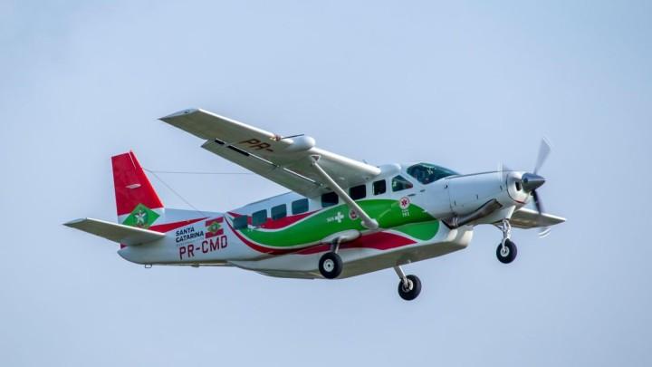 Aeronave operacional do CBMSC em Joaçaba