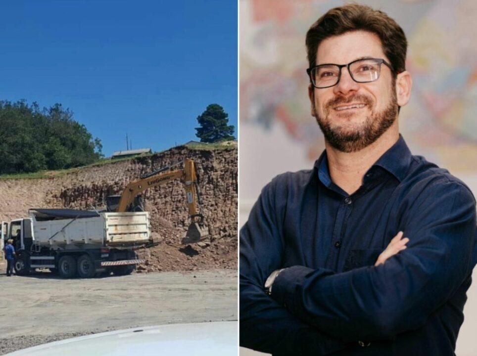 Máquinas trabalhando em terreno privado