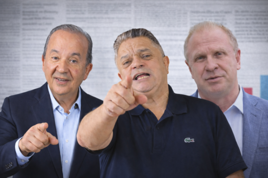Cenário político com Jorginho, João e Merisio em SC